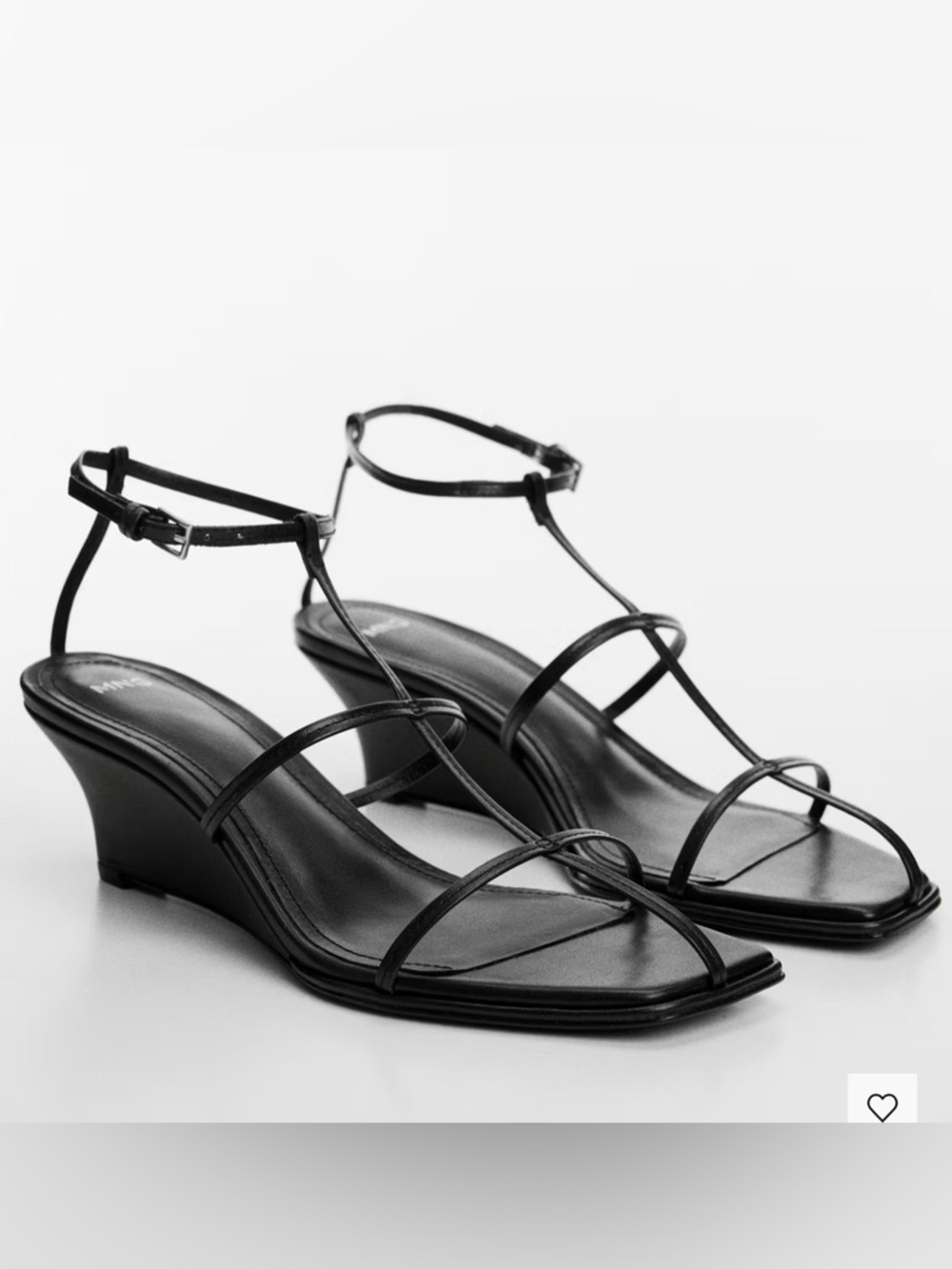 Mango Black Leather Straps Sandals